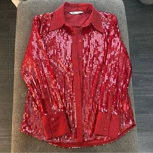 Zara sequin business shirt. Size Large. Never worn before. Excellent condition